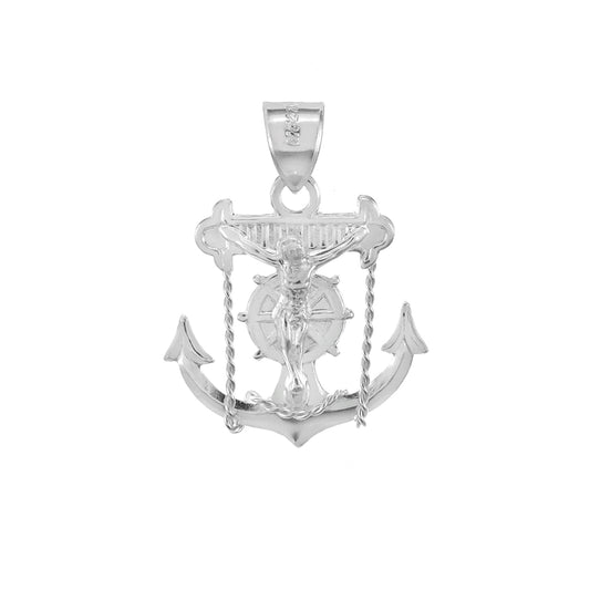 .925 Sterling Silver Crucifix Anchor Pendant