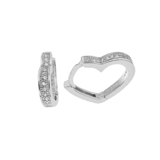 Continuous Heart Hoop Earrings with Pave CZ