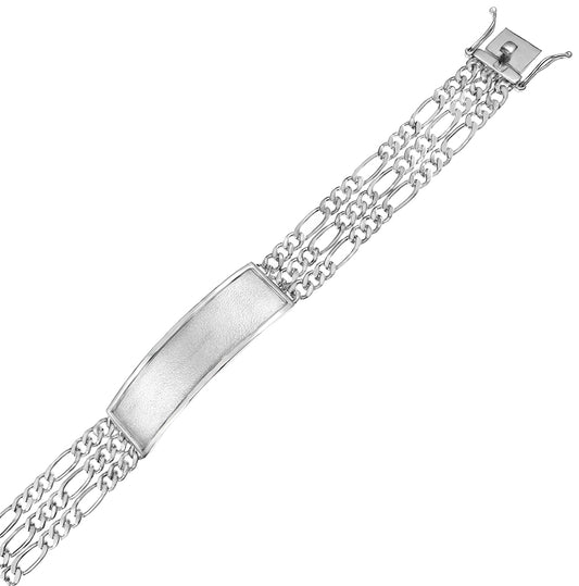 3-Strand 5mm Figaro Link Satin Finished ID Bracelet