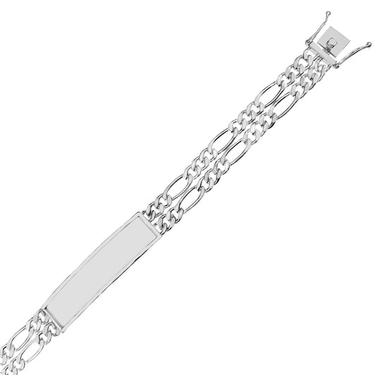 Double 6mm Figaro Link Polished ID Bracelet