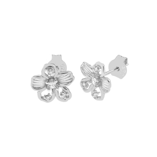 Flower CZ Stud Earrings