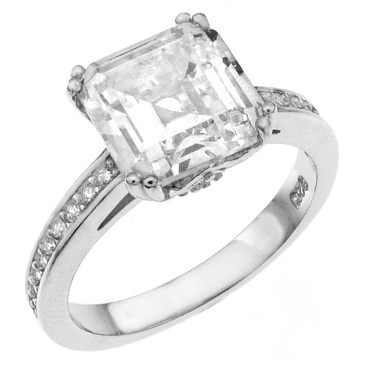 8x8 Princess-Cut CZ Engagement Ring