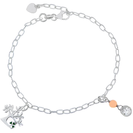 adjustable sterling silver bracelet with charms