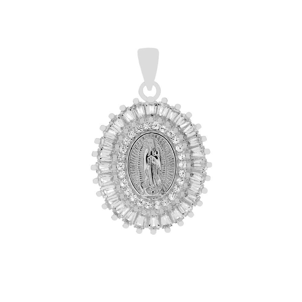 Lady of Guadalupe Oval CZ Pendant