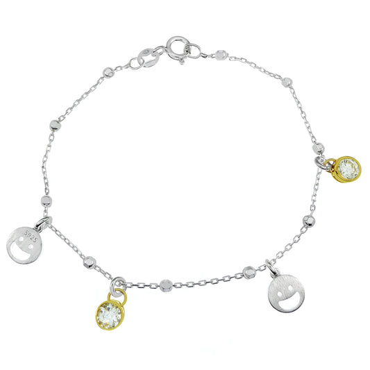 6mm Round CZ Bezel-Set Gold Plated & Emoji Bracelet