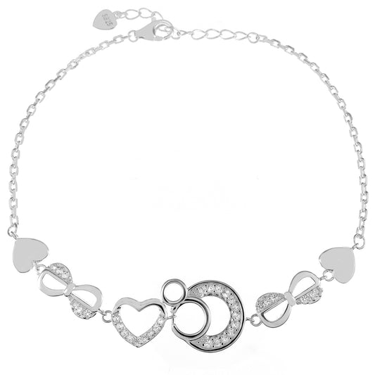 Cubic Zirconia Infinity & Heart Bracelet