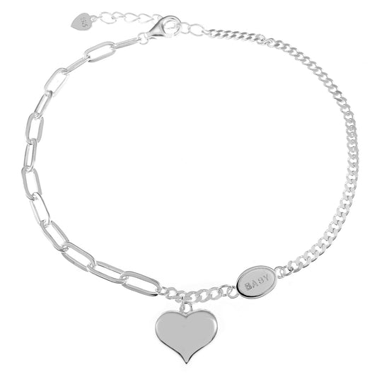 baby and heart charms sterling silver bracelet