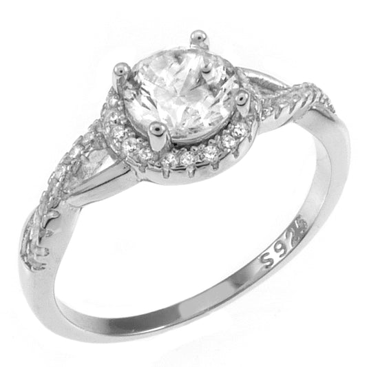 6mm Round CZ Halo Engagement Ring