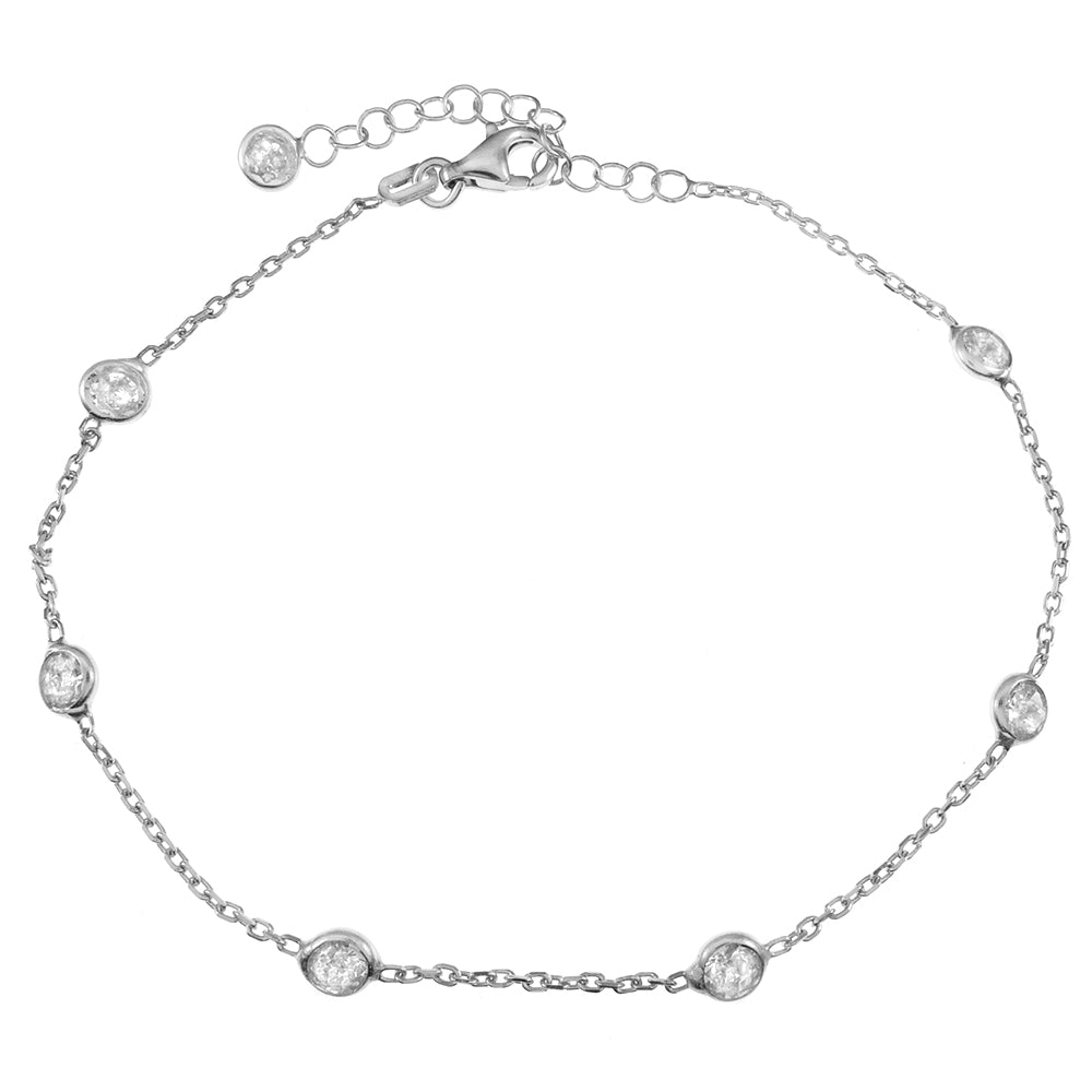 clear white cz gemstone sterling silver bracelet