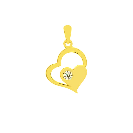 wholesale sterling silver gold plated double heart charm pendant