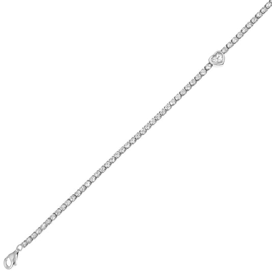 heart cz sterling silver tennis bracelet