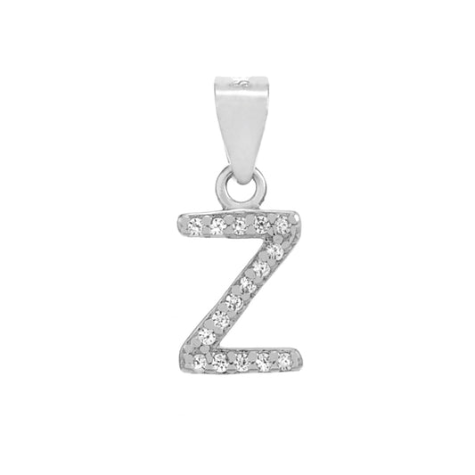 Small Initial {Z} CZ Pendant Rhodium