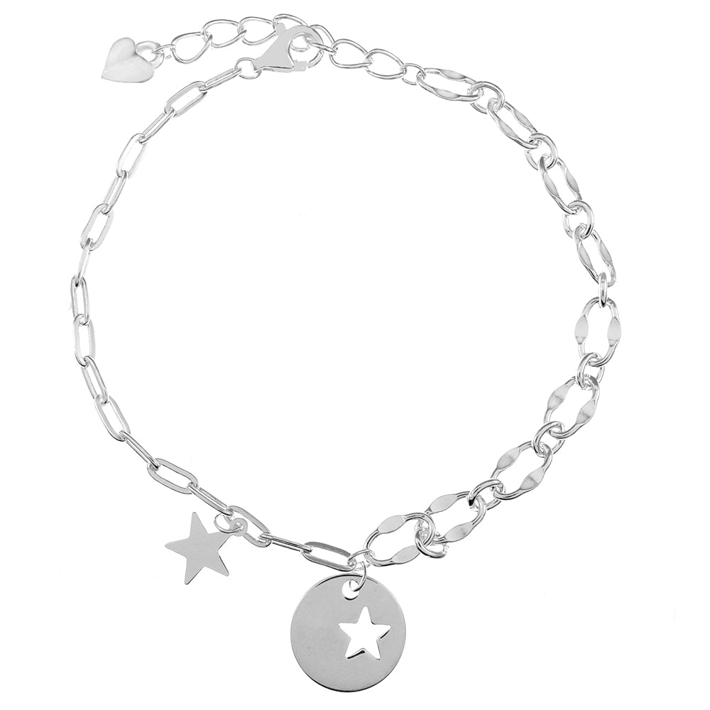 Star Fancy Sterling Silver Charm Bracelet