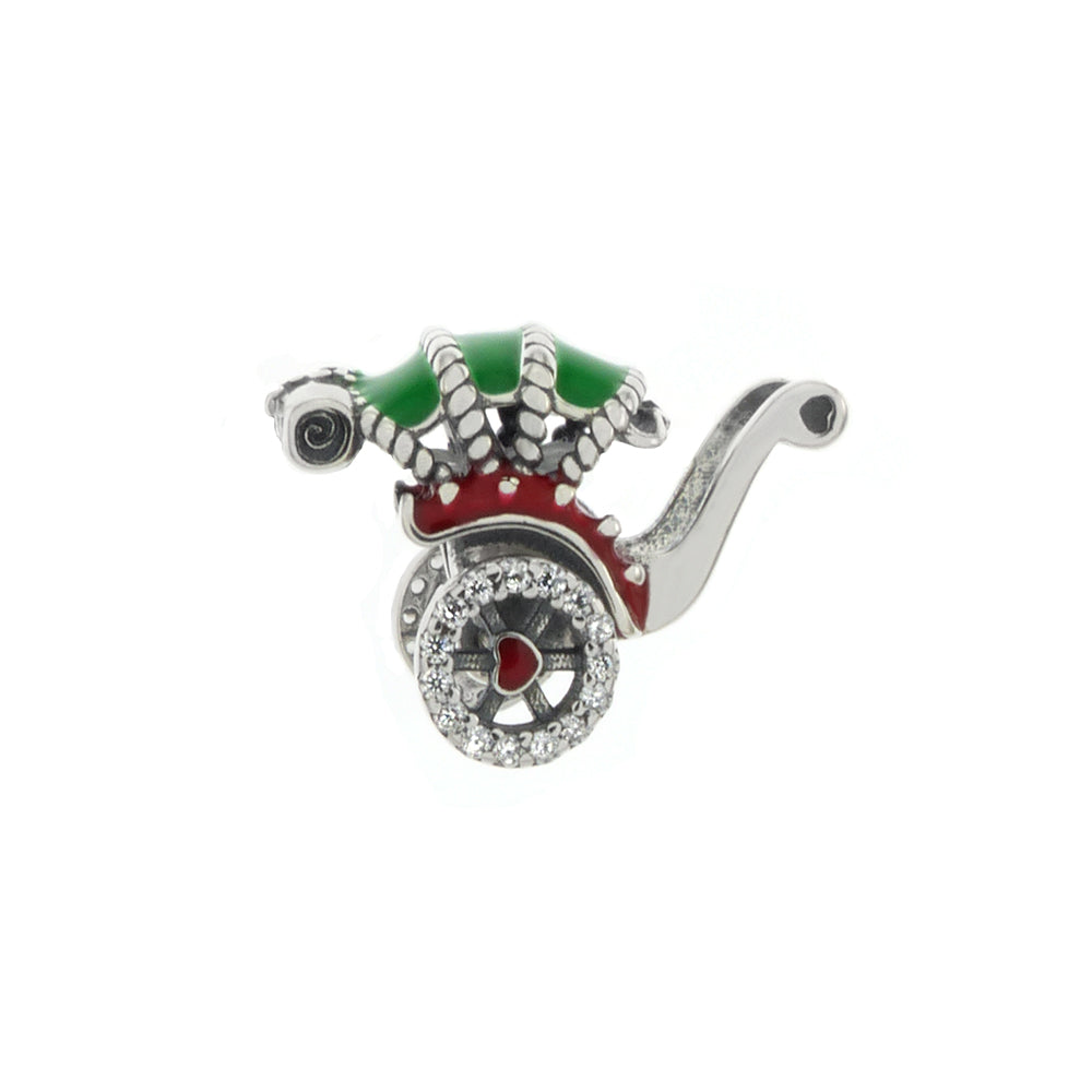 CZ Moveable Wheel Enamel Baby Stroller Charm