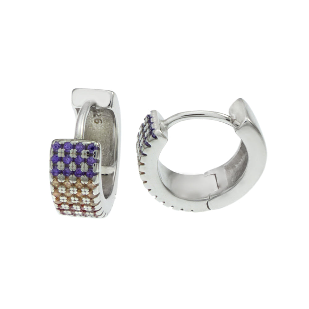 Multi Color CZ Huggie Hoop Earrings