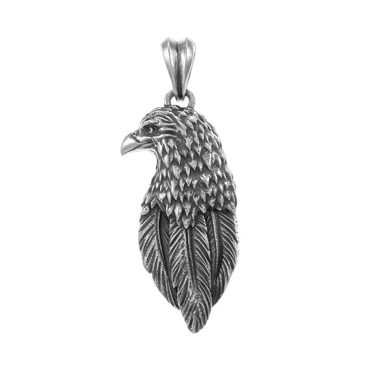 Eagle Head Sterling Silver Oxidized Pendant