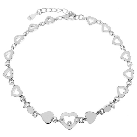 heart cutout links sterling silver bracelet