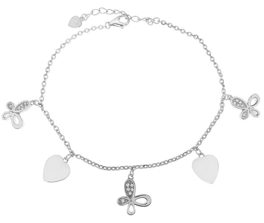 Butterfly - Heart Rhodium Bracelet