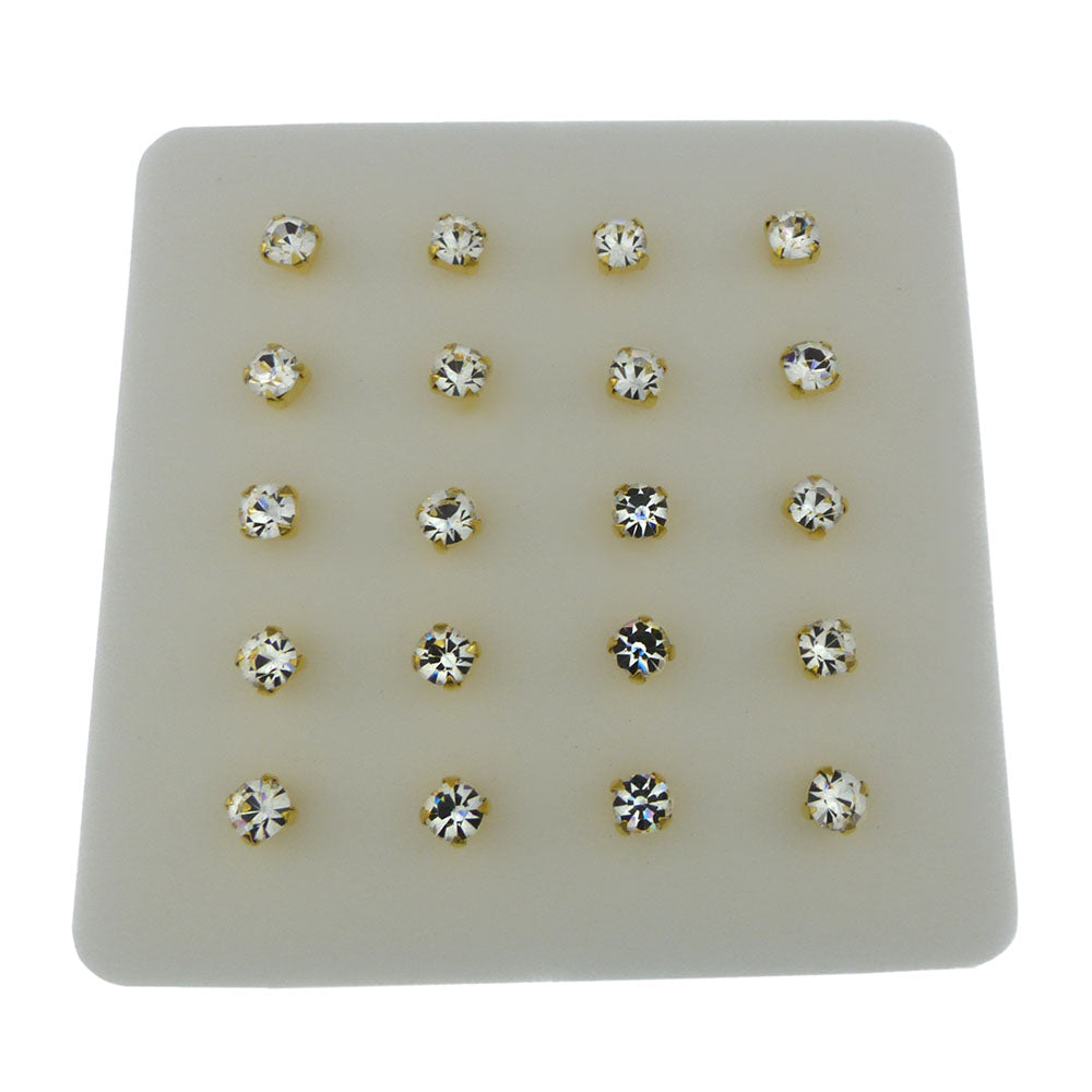 3mm Crystal Claw Gold Plated Nose Stud Straight End