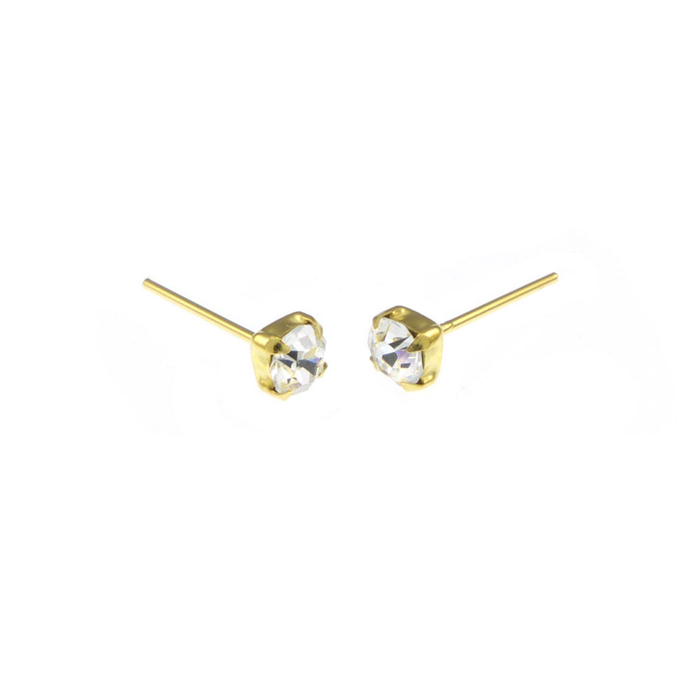 3mm Crystal Claw Gold Plated Nose Stud Straight End