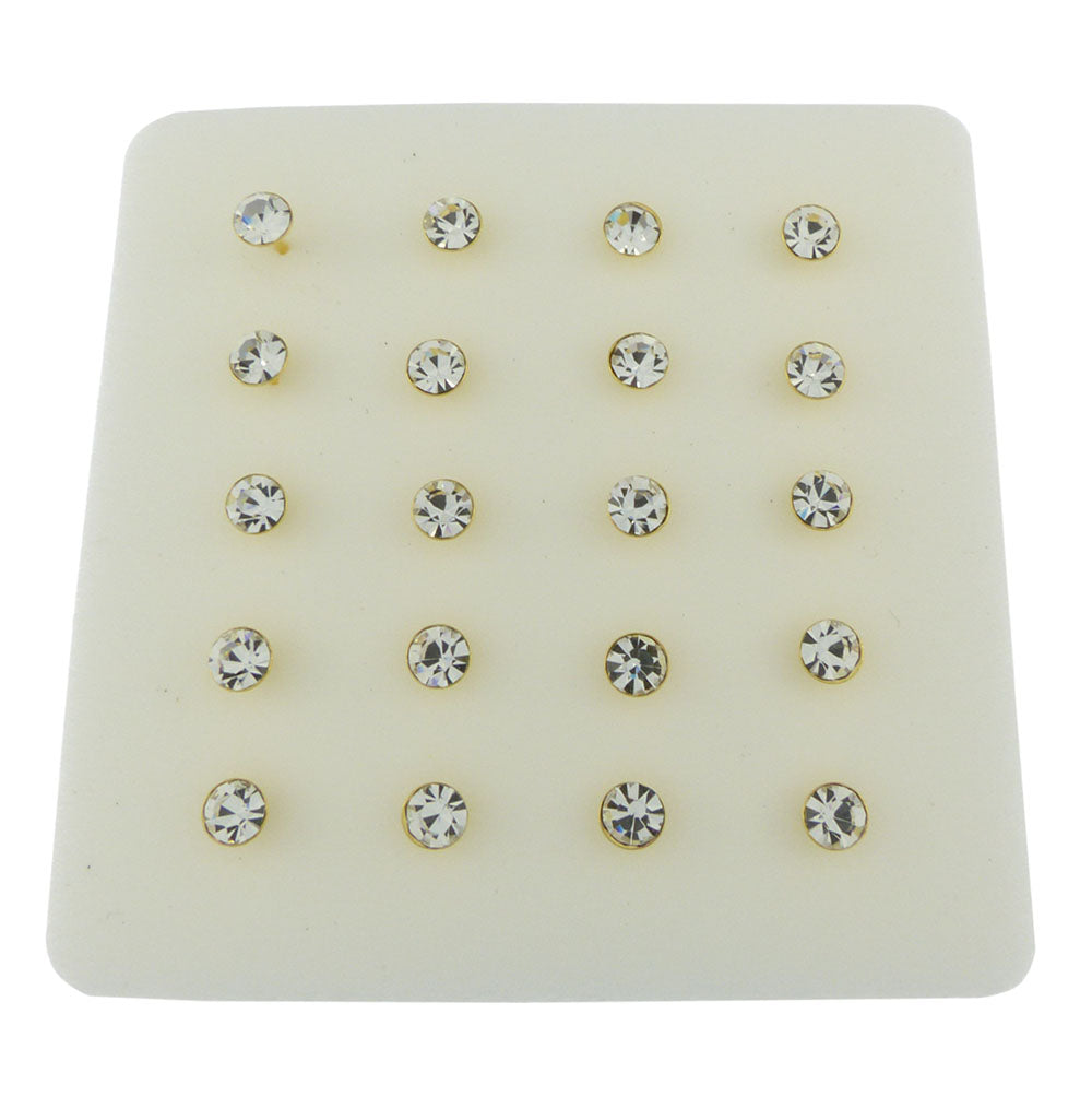 3mm Round Crystal Nose Stud Gold Plated Ball End