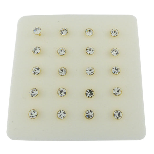 3mm Round Crystal Nose Stud Gold Plated Ball End