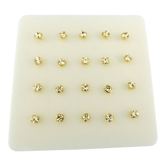 2.5mm Crystal Claw Nose Stud Gold Plated Ball End