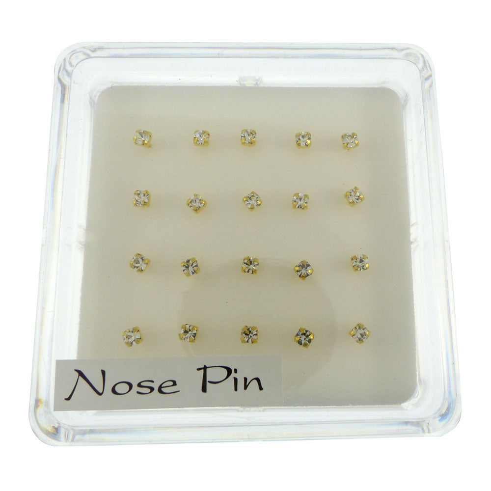 2.5mm Crystal Claw Nose Stud Gold Plated Ball End