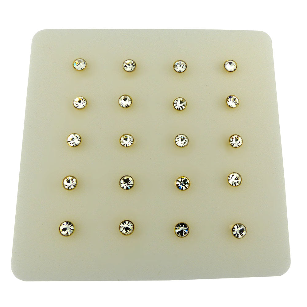 Round 2.5mm Crystal Nose Stud Ball End Gold Plated