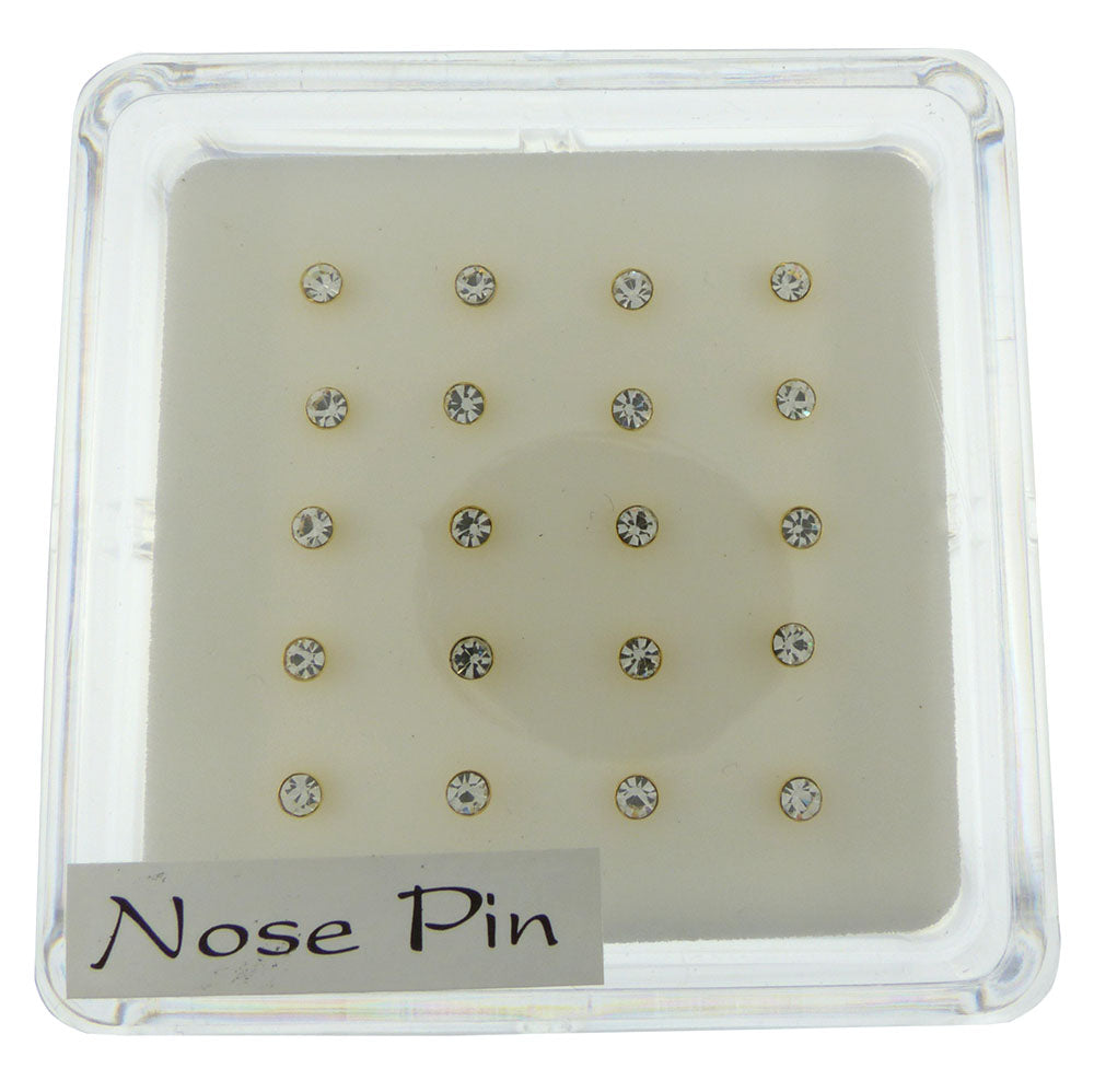 Round 2.5mm Crystal Nose Stud Ball End Gold Plated