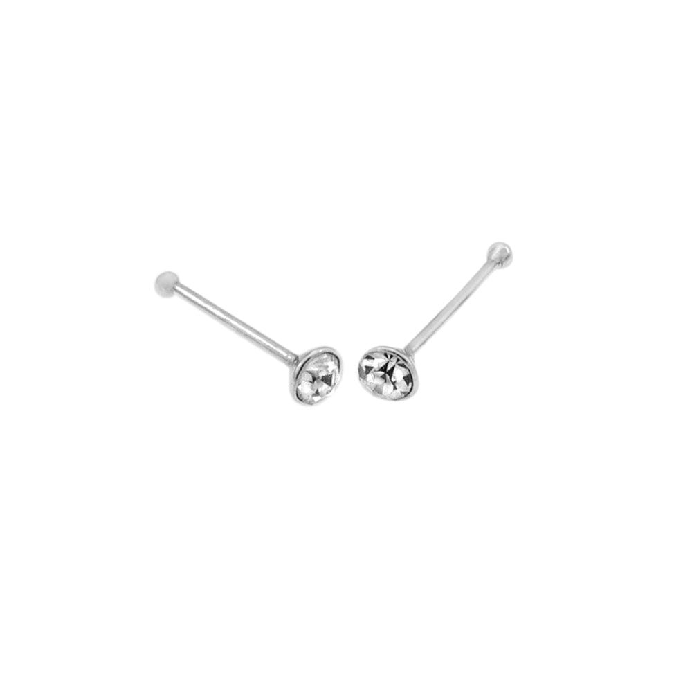 2mm Round Crystal Nose Stud with Ball End