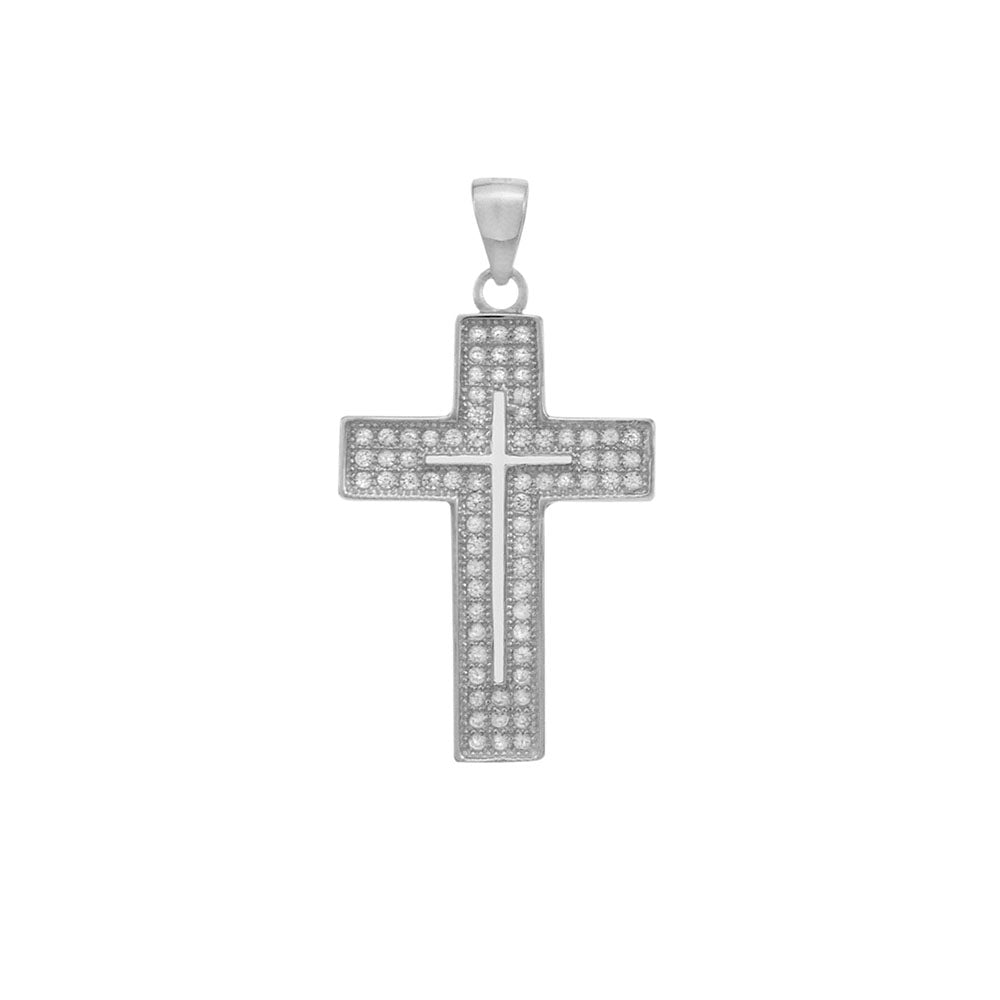 Pave CZ Cross Sterling Silver Pendant