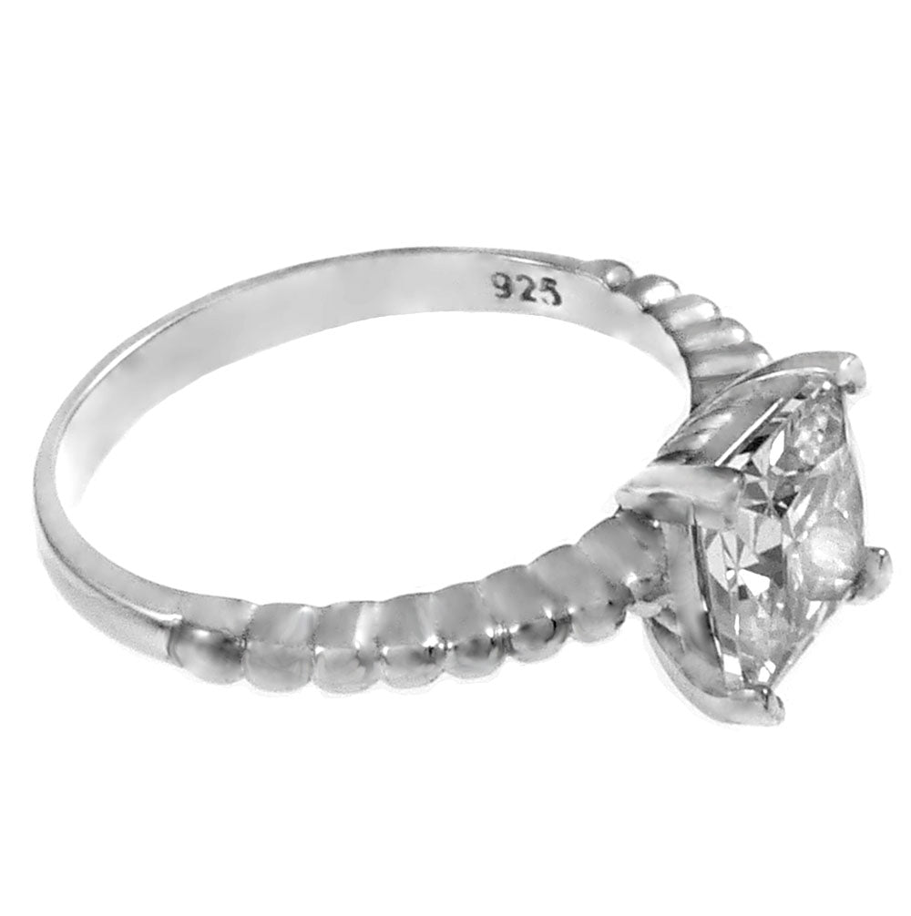 7 7mm Princess Cut CZ Solitaire Sterling Silver Engagement Ring