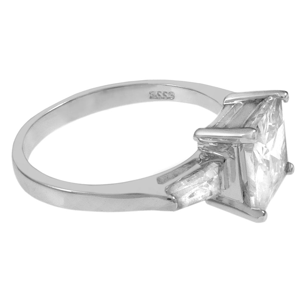 Princess Cut 8x8mm Cubic Zirconia Sterling Silver Engagement Ring