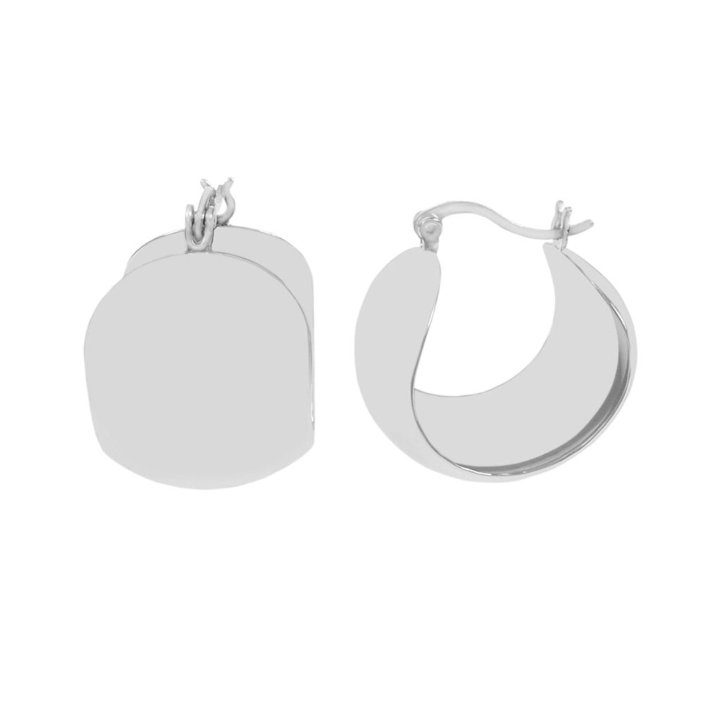 .925 Sterling Silver Chunky Rhodium Hoop Earrings