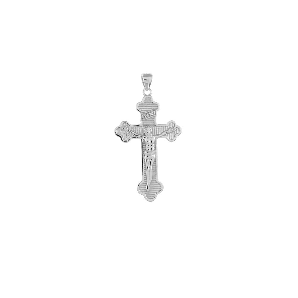 Crucifix Cross Sterling Silver Rhodium Pendant