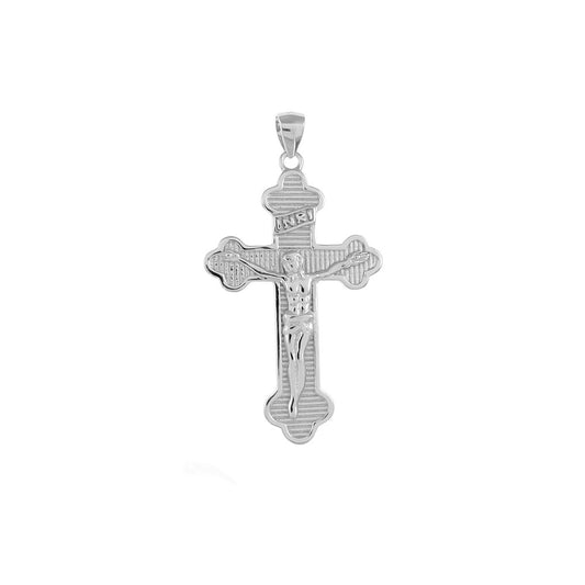 Crucifix Cross Sterling Silver Rhodium Pendant