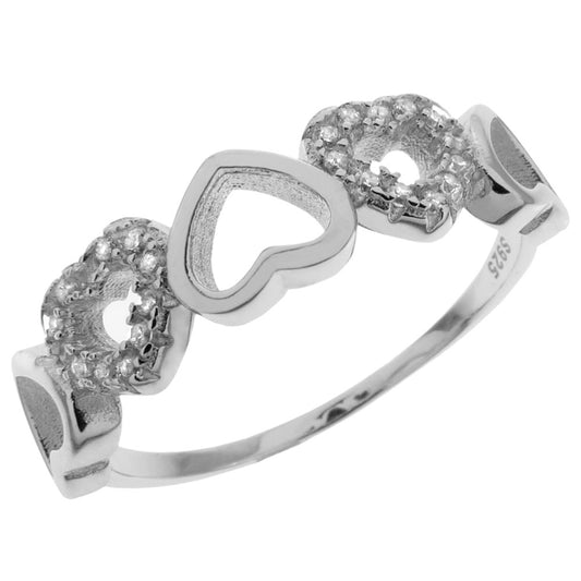 CZ Sterling Silver Hearts Ring