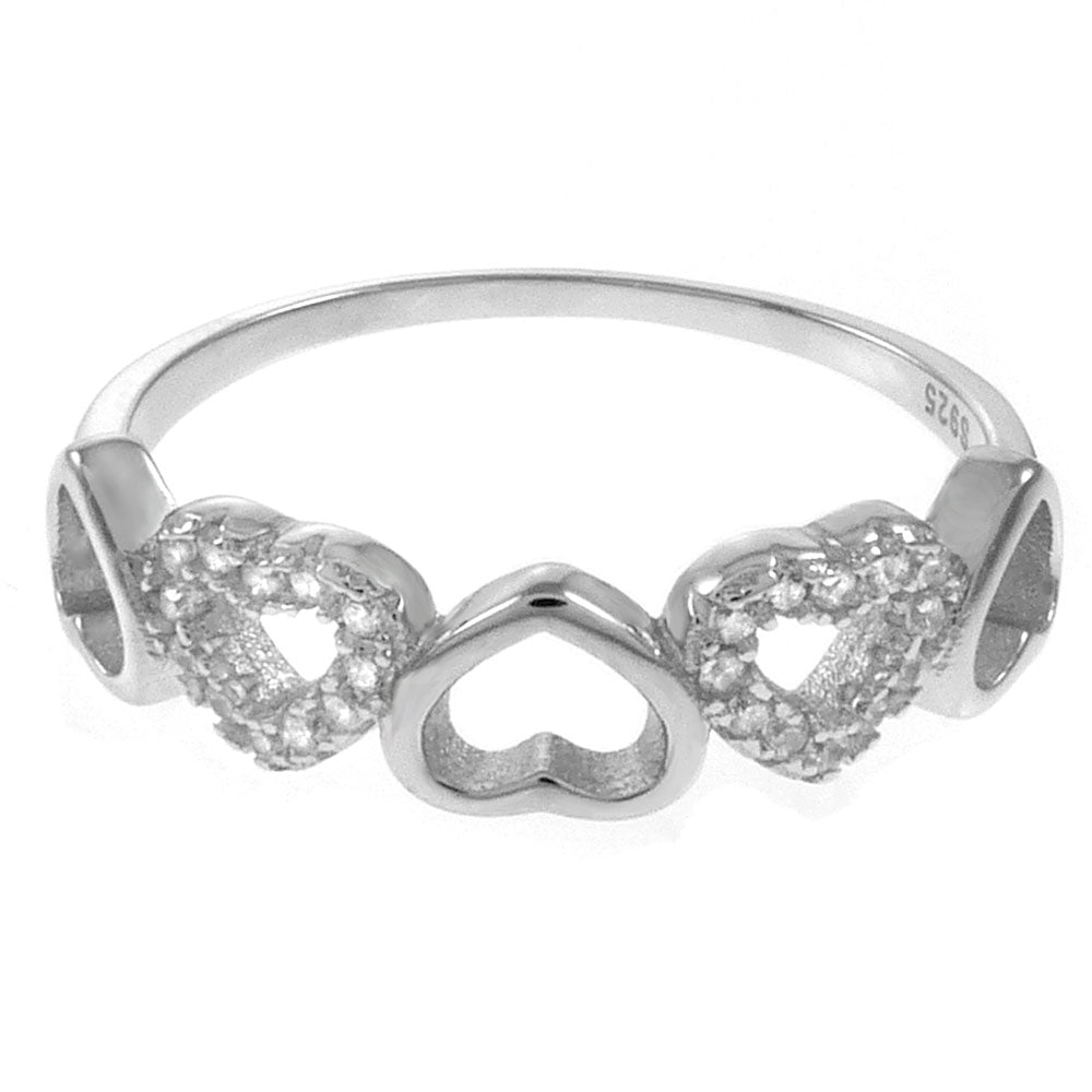 CZ Sterling Silver Hearts Ring