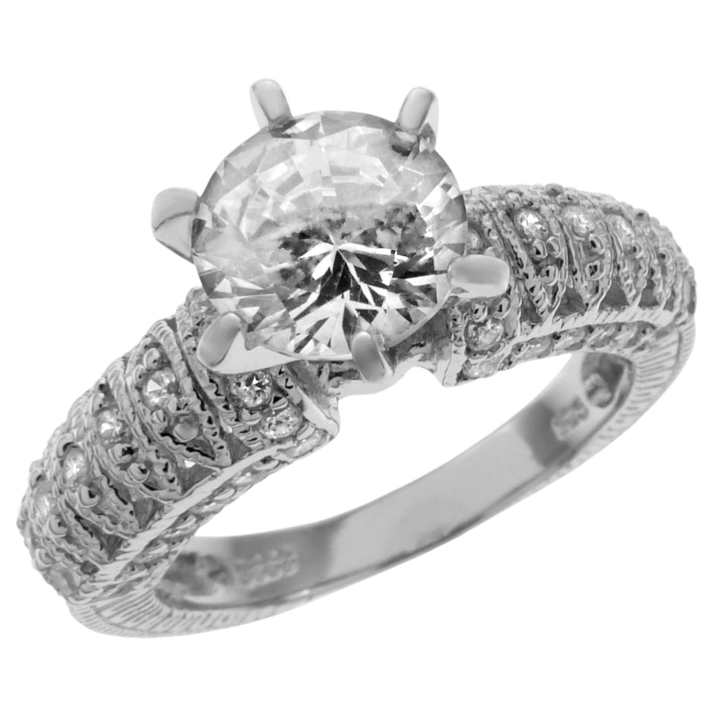 Solitaire 7mm Round CZ Vintage Engagement Ring