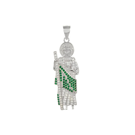 Micro Pave CZ Saint Jude Sterling Silver Pendant