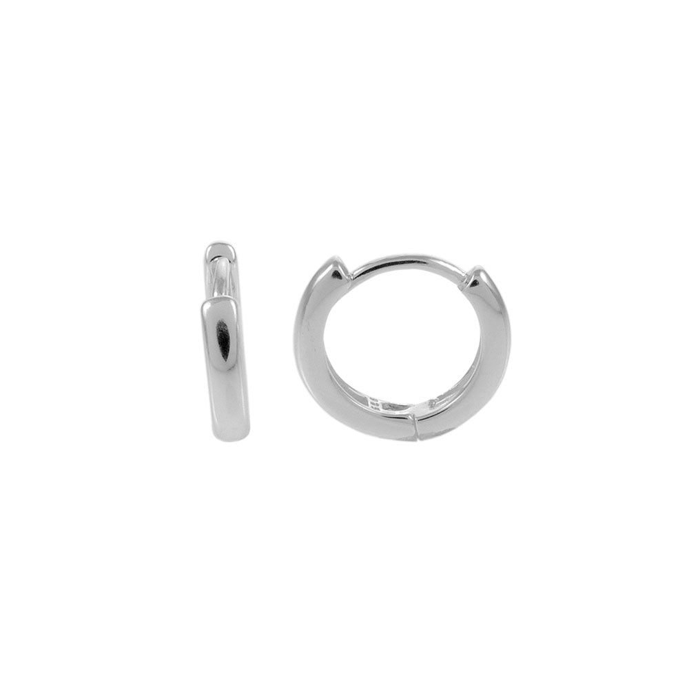Huggie Rhodium Hoop Earrings
