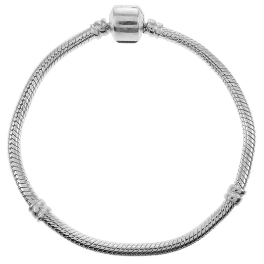 Sterling Silver Barrel Clasp Snake Chain Bracelet