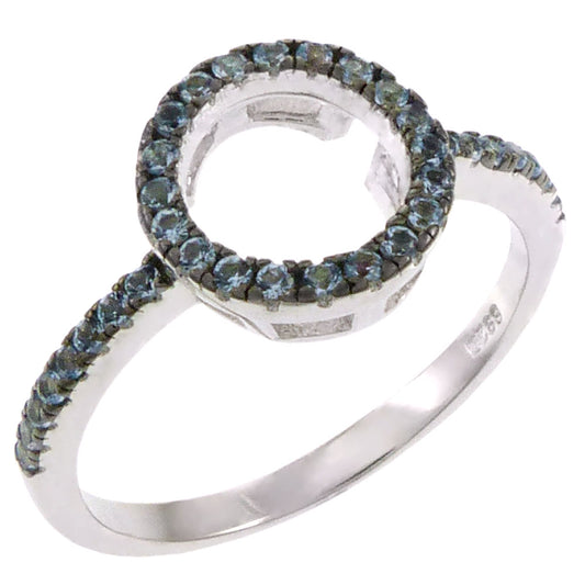 Nano Aquamarine Sterling Silver Rhodium Ring