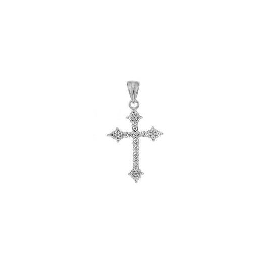 CZ Cross Sterling Silver Rhodium Pendant