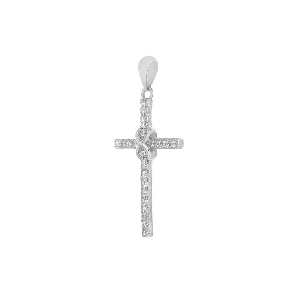 Cubic Zirconia Cross Rhodium Pendant