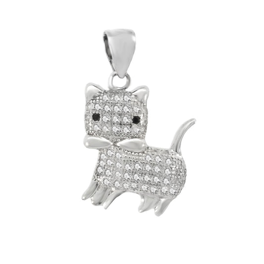 Pave Cubic Zirconia Cat Pendant