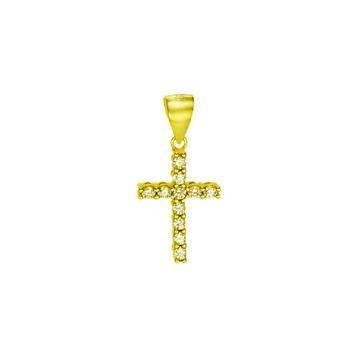 Sterling Silver Gold Plated CZ Cross Pendant