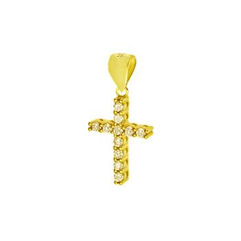 Sterling Silver Gold Plated CZ Cross Pendant
