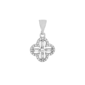 CZ Four Leaf Clover Sterling Silver Pendant